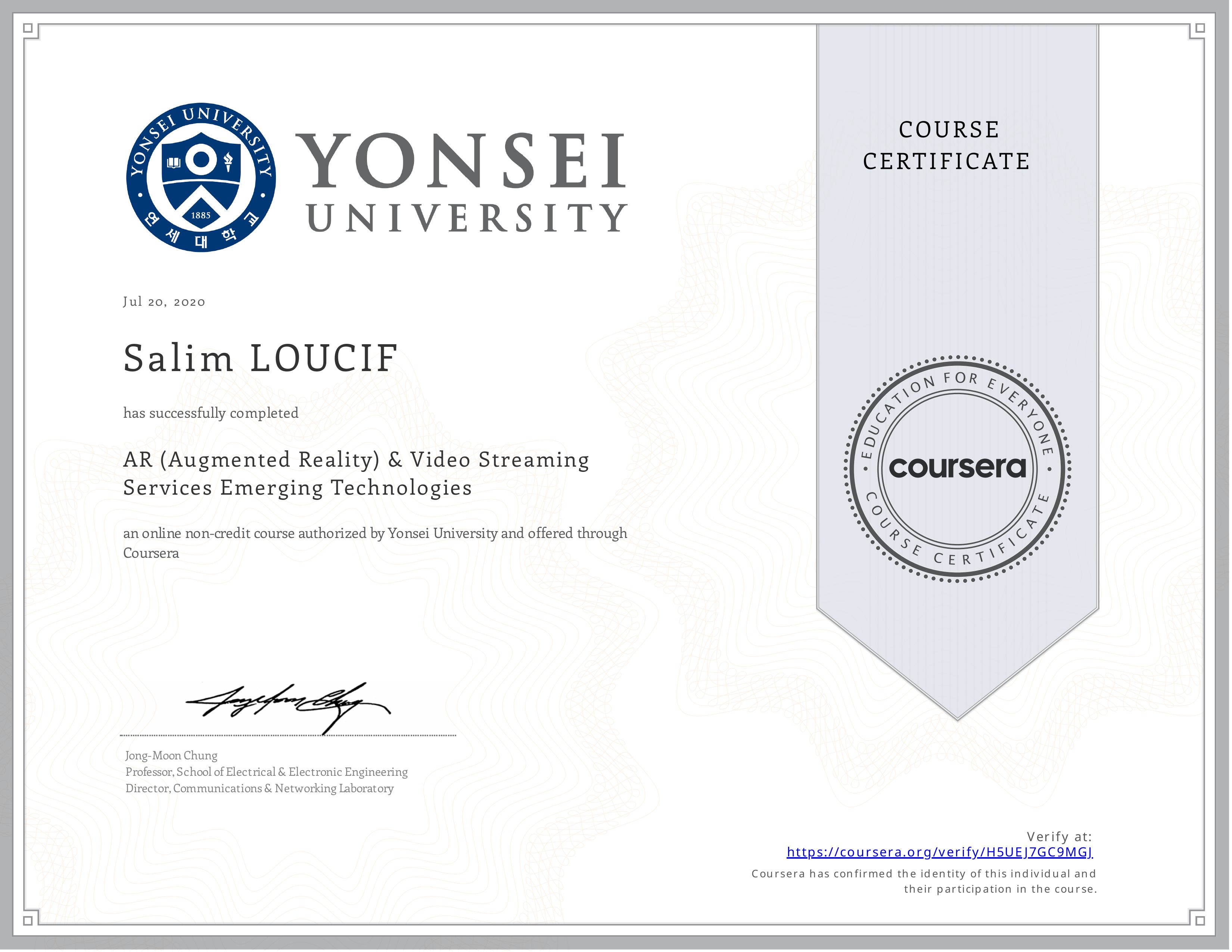 AR & Video Streaming Services Emerging Technologies Certificate